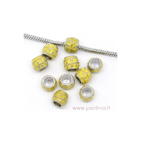 Pandora metalinis karoliukas, geltonas, 10x8 mm