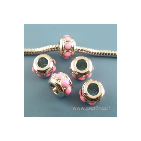 Pandora metalinis karoliukas, rožinis, 10x7 mm