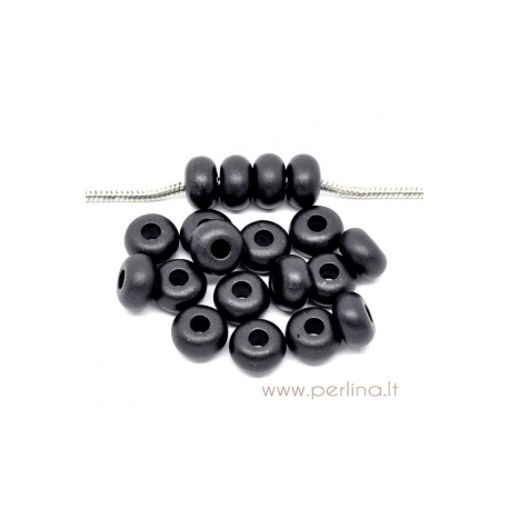 Pandora akrilinis karoliukas, juodas, 14x8 mm