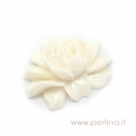 Resin Cabochon "Flower", ivory, 46x36 mm