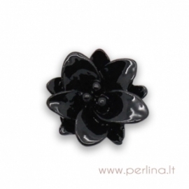 Akrilinis kabošonas "Black Flower", 13x12 mm