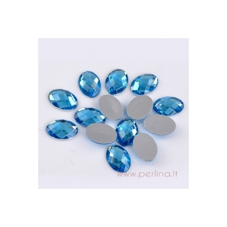 Briaunuotas akrilinis kabošonas "Lightblue", 18x13 mm