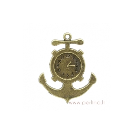 Bronzos sp. pakabukas "Anchor Clock", 3,7x3 cm