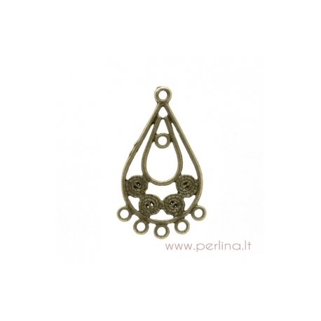 Connector finding, antique bronze, 32x19 mm