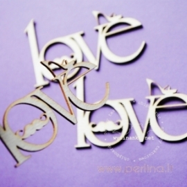 Kartoninė detalė "Love - bateliai ir ūsai", 3 vnt.