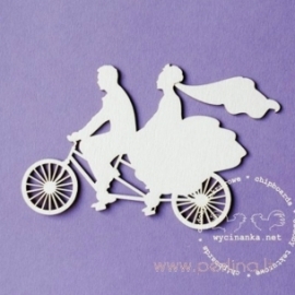 Chipboard "On The Wedding Day - the newlywed couple on bike", 1 pc