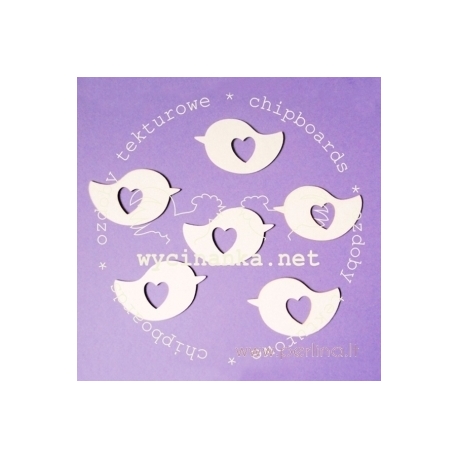 Chipboard "Bird with heart", 6 pcs