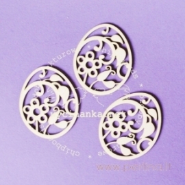 Chipboard "Easter eggs with flowers", 3 pcs