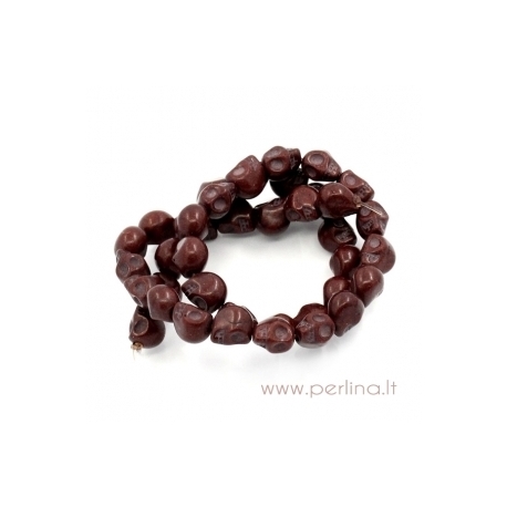 Howlite Skull Head Bead, brown, 10x8 mm