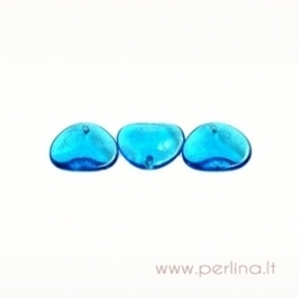 Glass pendant, capri blue, 14x13 mm