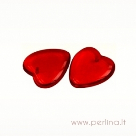 Glass pendant - heart, siam ruby, 24x21 mm