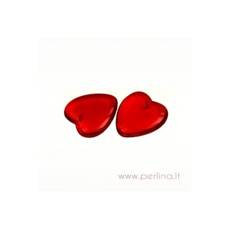 Stiklinis pakabukas - širdutė, raudona, 24x21 mm