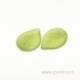 Glass pendant - leaf, matte olivine, 18x13 mm