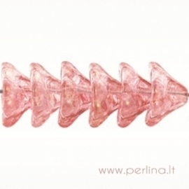 Stiklinis karoliukas - gėlytė, topazo/rožinė sp., 8x13 mm