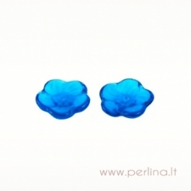 Glass bead - flower, light capri blue, 12 mm