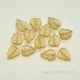 Stiklinis karoliukas - lapelis, geltonas/šv.rudas, 10x12 mm