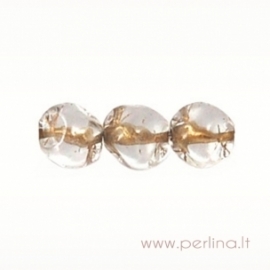 Stiklinis karoliukas, skaidrus su aukso sp. linijomis, 7 mm