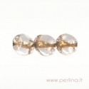 Glass bead, light gold lined-crystal, 7 mm
