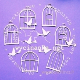 Chipboard "Cages with a Hummingbird", 12 pcs