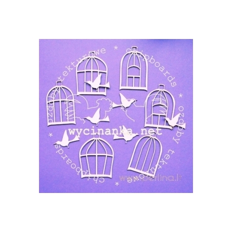 Chipboard "Cages with a Hummingbird", 12 pcs