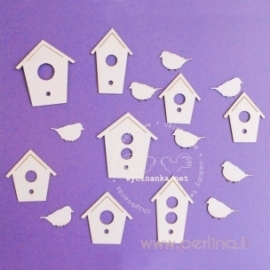 Chipboard "Nesting box with the birds", 16 pcs