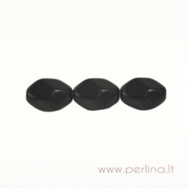 Stiklinis karoliukas, briaunuotas, juodas, 16x11 mm