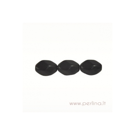 Stiklinis karoliukas, briaunuotas, juodas, 16x11 mm