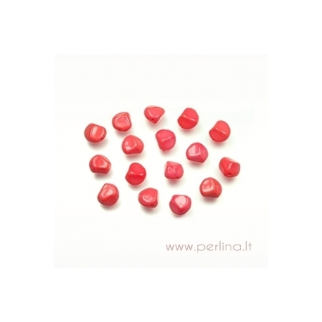 Glass bead, faceted, opaque orange/red, 12x10 mm