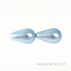 Glass bead, drop, aqua, 10 mm