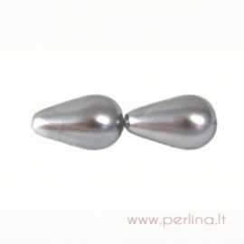 Glass bead, drop, grey, 10 mm