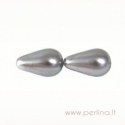 Glass bead, drop, grey, 10 mm