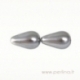 Stiklinis karoliukas, lašo f., pilkas, 18x11 mm