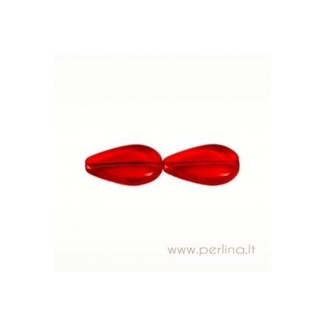 Glass bead, flat drop, siam ruby, 20x12 mm
