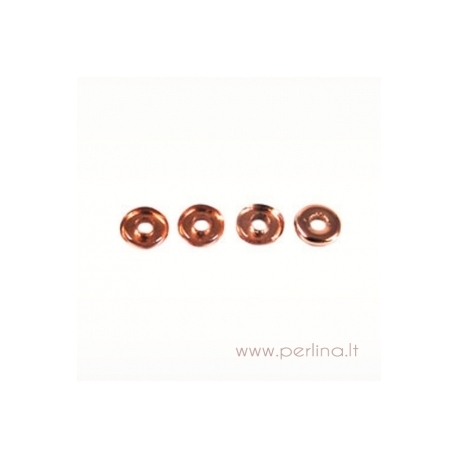 Stiklinis karoliukas - žiedelis, rausvo aukso sp., 1x3,8 mm, 10 vnt