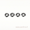 Stiklinis karoliukas - žiedelis, sidabro sp., 1x3,8 mm, 10 vnt