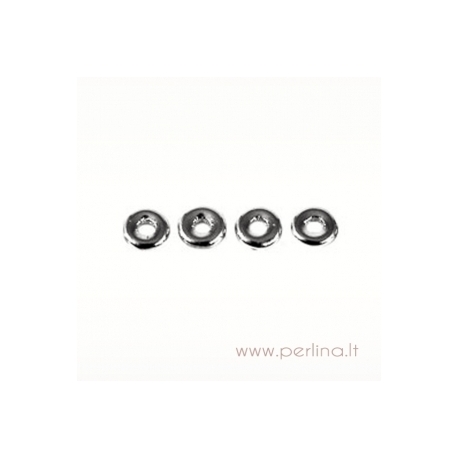 Stiklinis karoliukas - žiedelis, sidabro sp., 1x3,8 mm, 10 vnt