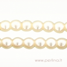 Glass pearl, vanilla, 3 mm, 10 pcs