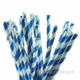 Paper straws, blue, 25 pcs