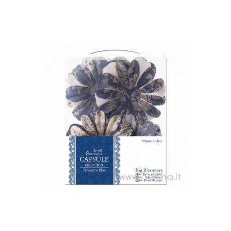 Popierinių gėlyčių žiedlapiai "Big Bloomers - Parisienne Blue", 32 vnt.