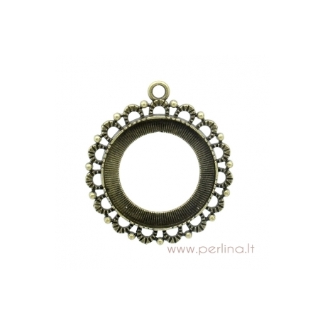 Antique bronze pendant - frame, 4,5x4cm