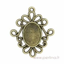Antique bronze pendant - frame, 3,1x2,6 cm