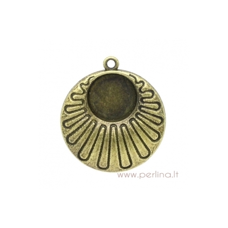 Antique bronze pendant - frame, 3,2x2,8 cm