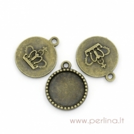 Antique bronze pendant - frame, 26x22 mm