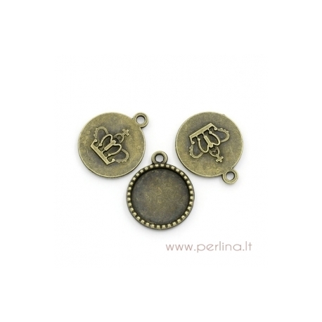 Antique bronze pendant - frame, 26x22 mm