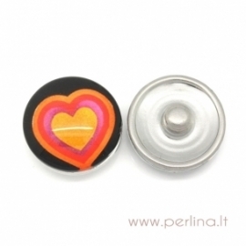 Glass Chunk Button "Heart", 18 mm