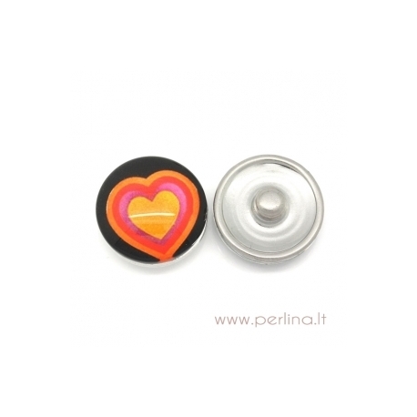 Glass Chunk Button "Heart", 18 mm