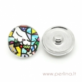 Glass Chunk Button "Lovely Cat", 18 mm