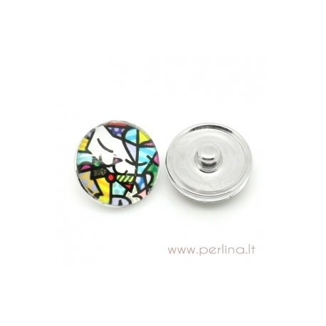 Glass Chunk Button "Lovely Cat", 18 mm