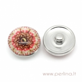 Glass Chunk Button "Romantic Flower", 18 mm