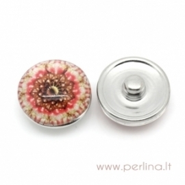 Glass Chunk Button "Romantic Flower", 18 mm